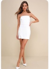 Lulus Loving the Feeling White Strapless Bodycon Mini Dress NWOT Size M Medium