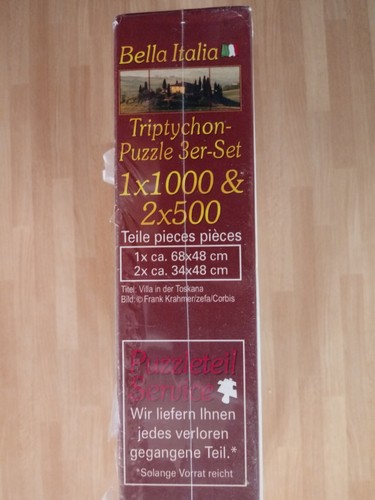puzzle made in Germany Triptychon 1x1000 - 2x500 pieces ITALIA villa in Toscana - Imagen 6 de 8