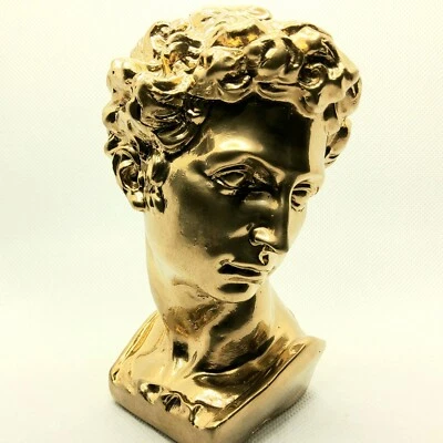☬🌷💐🍀🐜 Grieche Büste Mann Erotik Sport gay Skulptur Steinguß gold bronziert.. - Bild 1 von 4