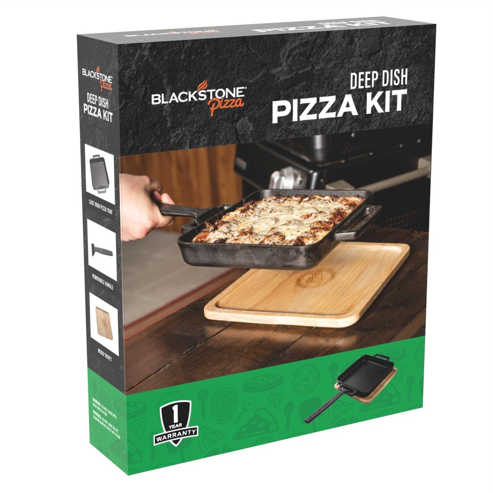 Blackstone Cast Iron Deep Dish Pizza Kit with Removable Handle and Wood Trivet eBay