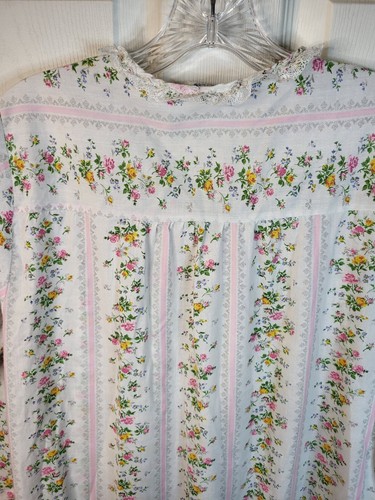 Katz White Floral Nightgown Long Sleeve Gown Sz Small Vtg Sleepwear Grannycore - Picture 4 of 8
