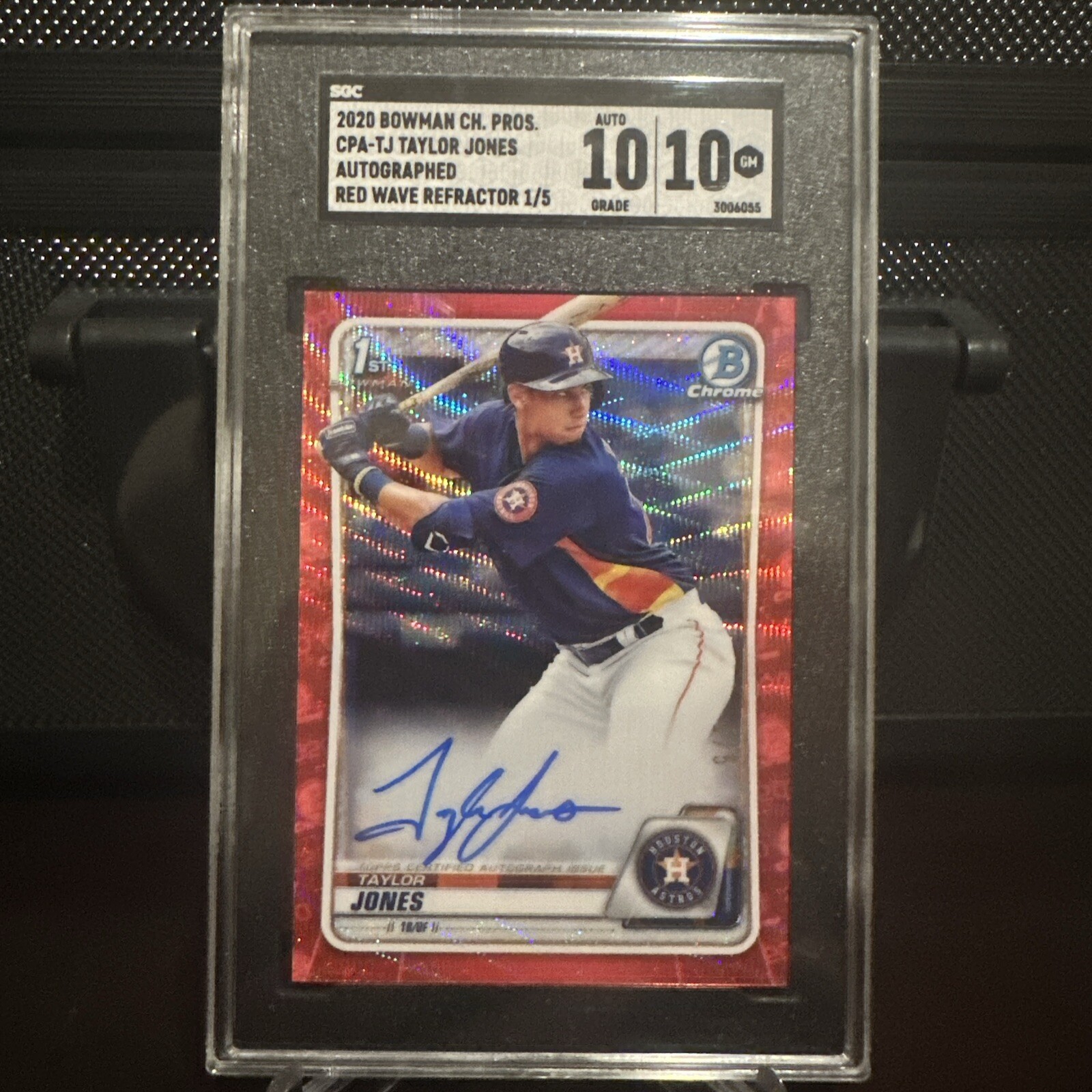 2020 Bowman Chrome Taylor Jones Auto Red Wave Refractor #1/5 SGC 10/10 - Astros