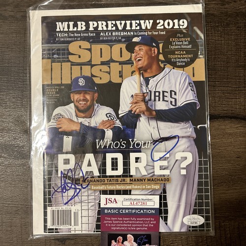Manny Machado And Tatis Signed sports Illustrated Magazine. No label. JSA