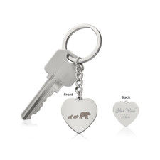 Engraved Heart Keychain - Mama Bear With 2 Cubs