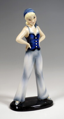 GOLDSCHEIDER Art Deco Wien Figur Matrosen Mädchen Sailor Girl Dakon Mnr: 6784