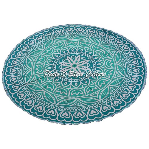 Indian Mandala Yoga Mat Roundie Hippie Bohemian 72" Picnic Round Beach Throw - Picture 11 of 28