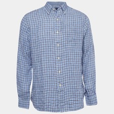 Camicia Ralph Lauren blu Gingham in lino con bottoni M