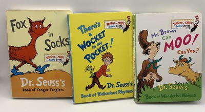 Dr. Seuss Bright & Early Board Books Lot Of 3 Fox In Sox Wocket pocket & Moo!