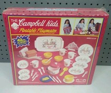 Vtg The Campbell Kids Portable Playmates Play-Scale Dinnerware Replicas NIB