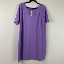 Talbots Ponte Knit Shift Dress Size 18WP Purple Short Sleeve Knee Length