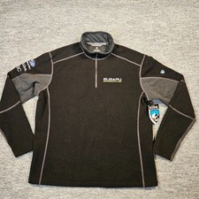 NWT Kuhl Jacket Men XL Black Gray Revel Fleece  LS Pullover 1/4 Zip Subaru Logos
