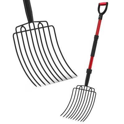 COSITA Pitch Fork for Garden, Wide Pitchfork with 10 Metal Tines, Heavy Red 