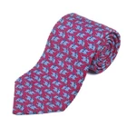 Hermes Baby Blue on Deep Red Elephant Print Silk Tie 37170