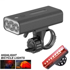 Outdoor LED Bicycle Bike Light Front Rear Rechargeable Headlight Tail Lamp Set