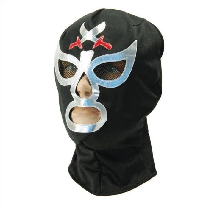 MACHO MEXICAN WRESTLER MASK Lot 2 Adult Halloween Black Poly Hood Monster Ninja - Image 2 of 4