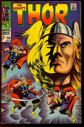 Thor #158 Very Nice Silver Age Superhero Vintage Marvel Comic 1968 FN+