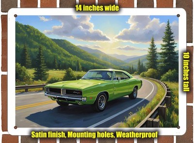 Metal Sign - 1969 Dodge Charger 4 Oil Painting - 14x10
