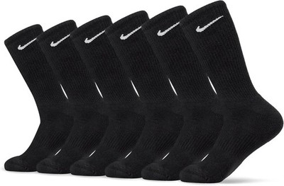 Nike Everyday Cushion Crew Men's Socks - Black/White,Size LARGE, Pack of 6