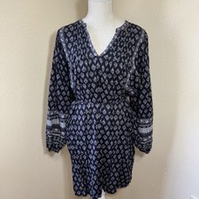 Old Navy Blue Floral Dress Longvsleeve Tassel Bohemian Dress Cottage Core