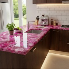 Pink Agate Granite Quartz Kitchen Countertop Luxury Marble-Look quartz Slab