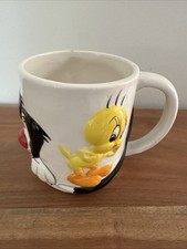 Sylvester Tweety Bird Looney Tunes 3D 16 oz Coffee Cup Mug Gibson Hidden Tweety