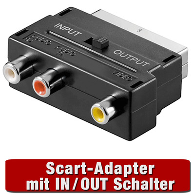 Scart-Adapter - Scart auf Cinch Chinch Video Composite Audio Stereo, umschalbar