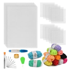 BUYGOO 39Pcs Mesh Plastic Canvas Sheets Kit Including 15 Pieces Clear Plastic...