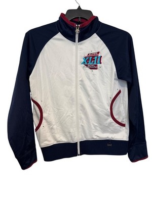 Reebok Super Bowl XLII Jacket White & Navy Full Zip Mens M Polyester