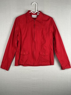 Keren Hart Womens Red Jacket Zip Front Lightweight Coat Long Sleeve Size M
