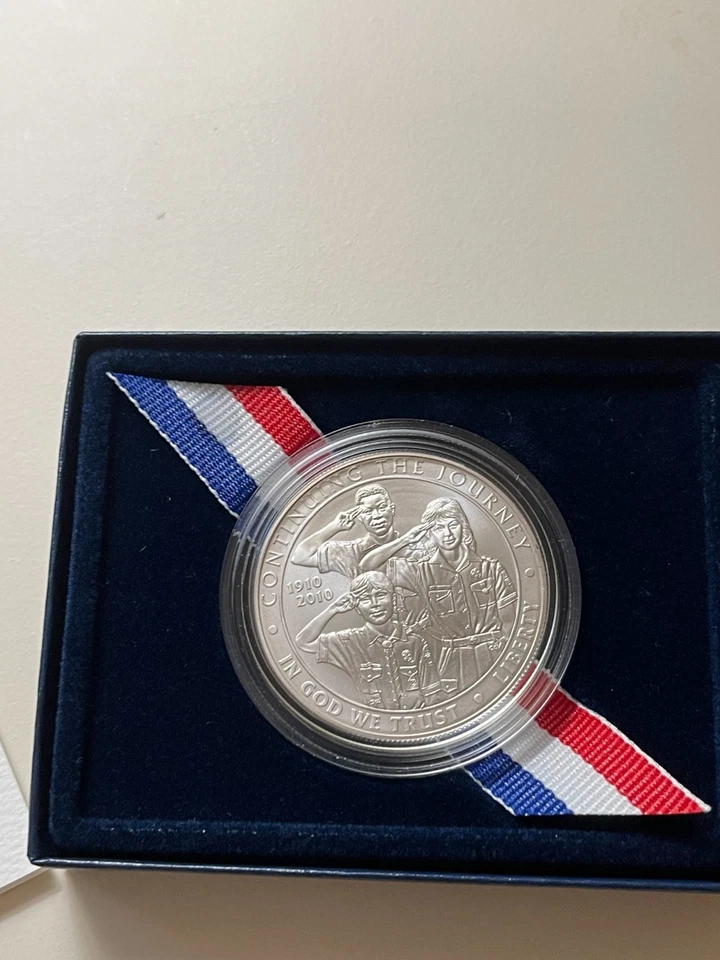 2010 Boy Scout Commemorative Silver Dollar Coin Uncirculated w/Box/COA ~ #BY2 - Image 3 of 4
