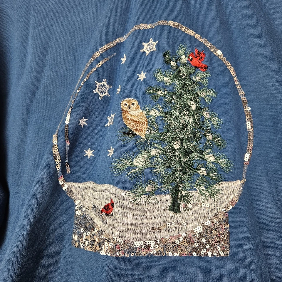 Margaux & Lexi Navidad Globo de Nieve Pullover Sudadera Azul Talla XL Cardenal Foto 2 de 4