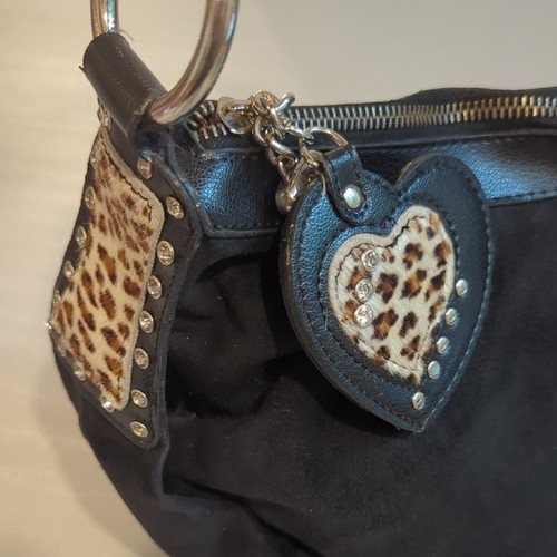 Kathy Van Zeeland Black Suede Cheetah Shoulder Bag - Picture 2 of 8