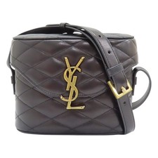 SAINT LAURENT YSL June Box Shoulder Bag Black Quilted Lambskin Leather