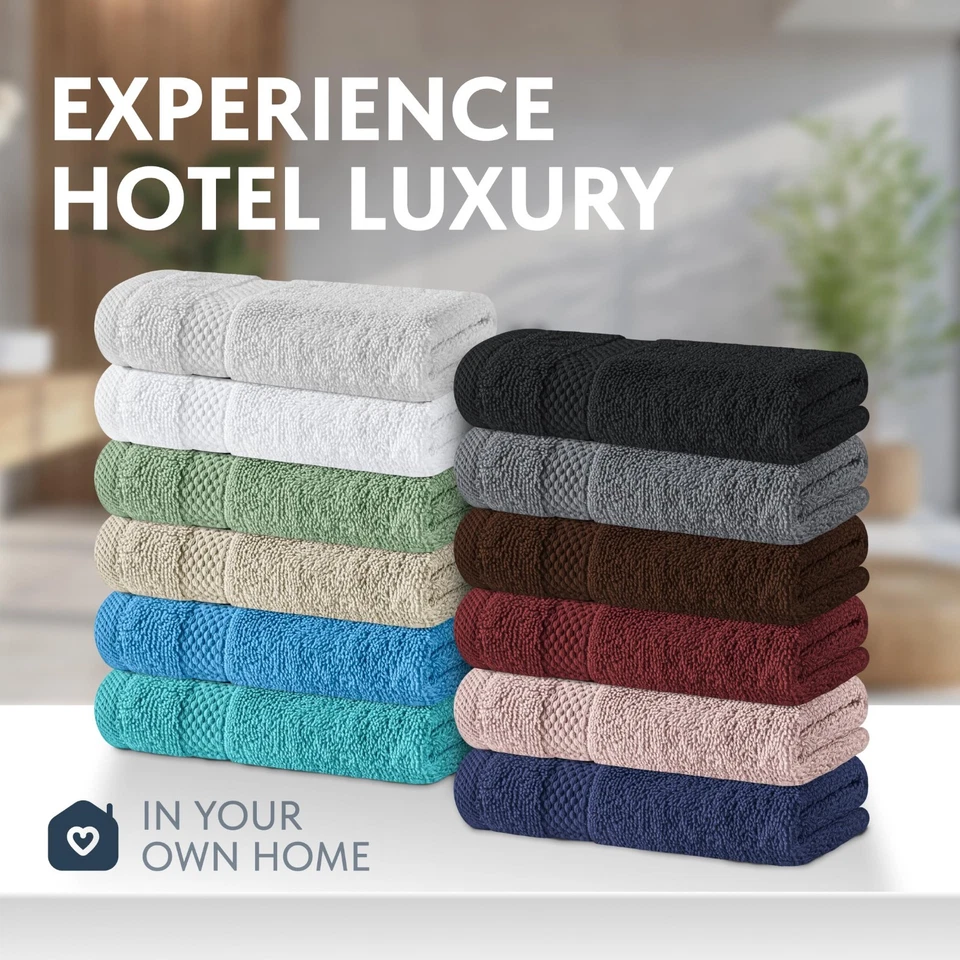 WhiteClassic Luxury Cotton Washcloths - 13x13 Hotel Face Towel Multicolor 12/Pk - Image 2 of 4