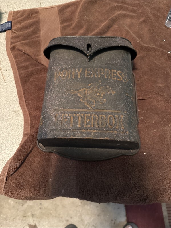 PONY EXPRESS"  Letterbox  Ornate Wall Mount Mailbox Vtg Black 