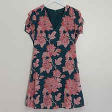 J. Crew Dress 6 Floral Green Pink Short Sleeve Mercantile 