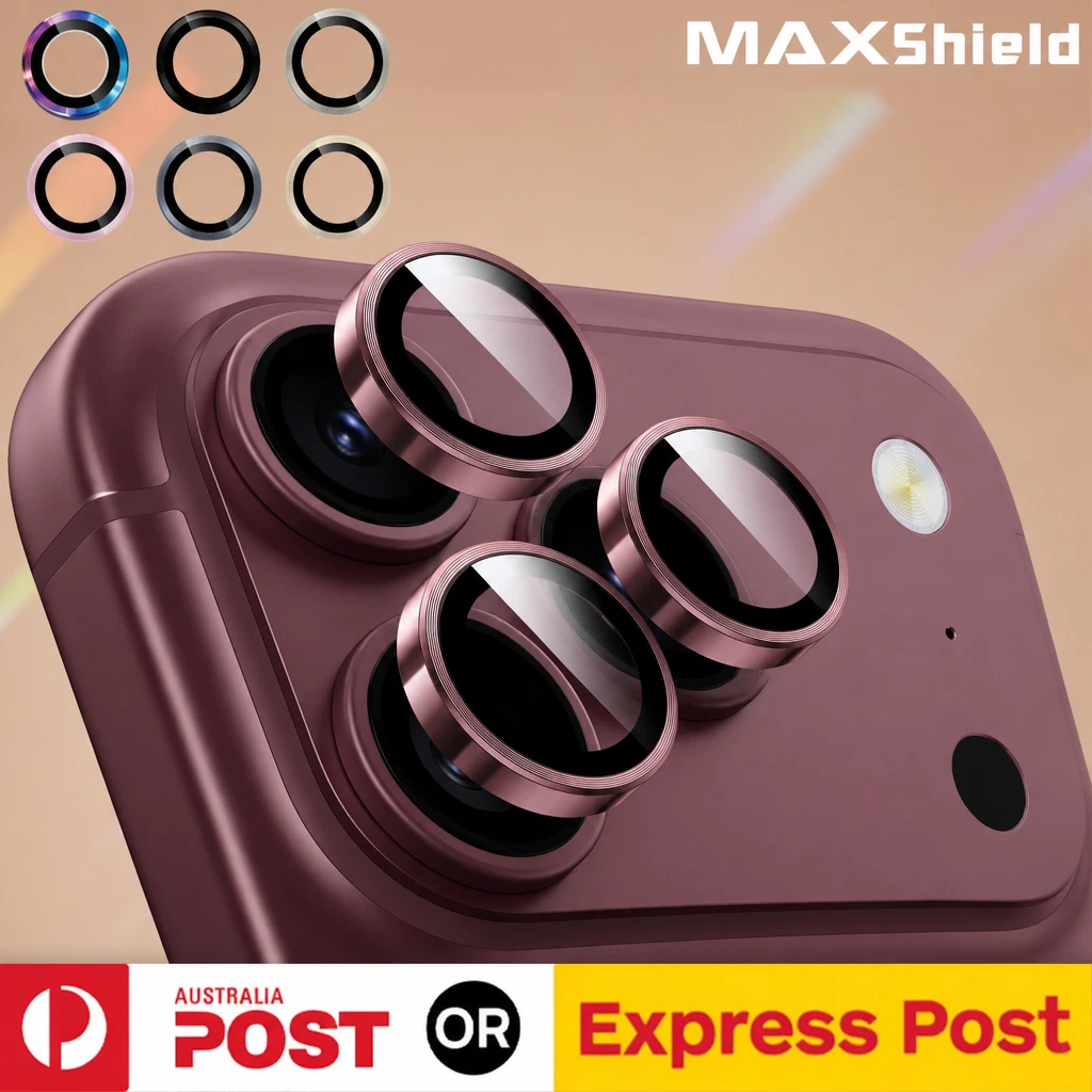 MAXSHIELD For iPhone 18 Pro Max 17 16 15 14 13 Metal Ring Camera Lens Protector