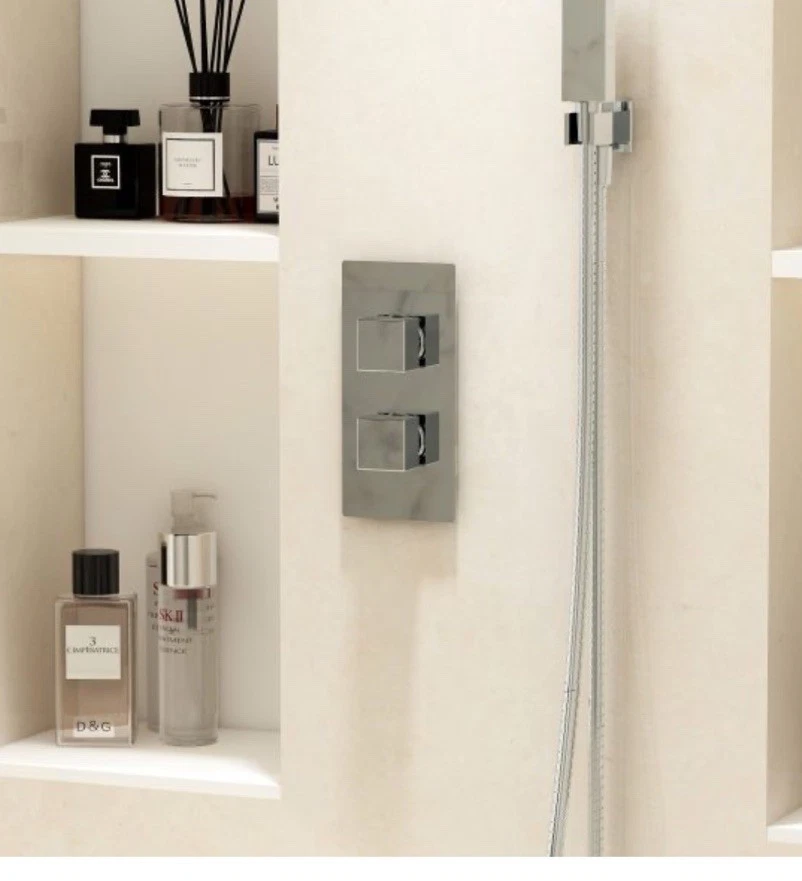 Kit completo de válvula termostática oculta de salida única cromada Imex Bloque2 F&F Foto 3 de 4