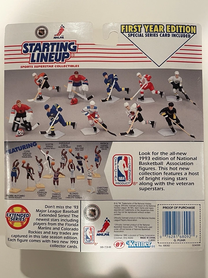 1993 Kenner Starting Lineup Grant Fuhr boneco Buffalo Sabres NHL hóquei pátio - Imagem 3 de 4