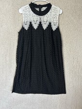 Adore Black And White XL Lace Mesh Crochet Chunky Knit Shift Tank Dress Wedding