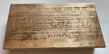 9th series 100 oz Engelhard Silver Bar  .999 Fine