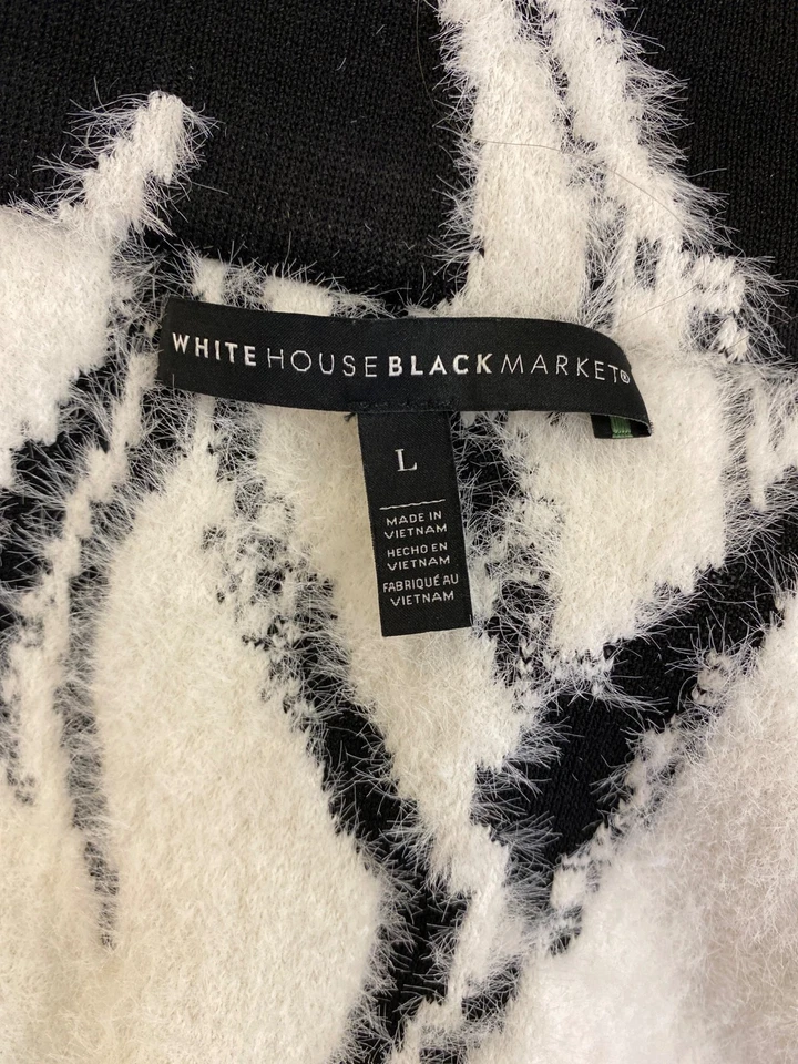 Chaqueta de peso pesado difusa negra/blanca White House Black Market para mujer - L Foto 3 de 4