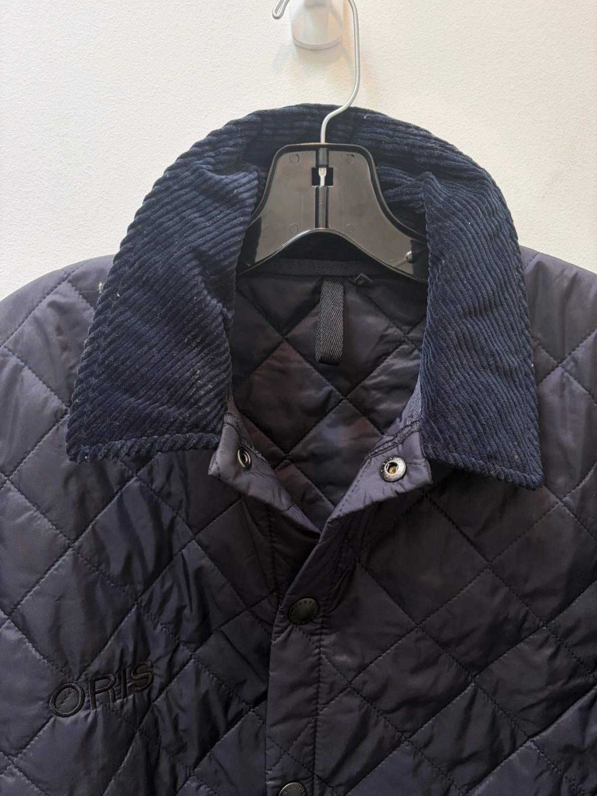 Barbour Men's Liddesdale Quilted Jacket Navy Blue, Size XL Oris Watch Branding image 6
