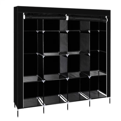 Portable Clothes Closet Wardrobe Clothes Storage Rack -12 Shelves 4 Side Pockets