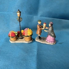 SHIPS FREE Vintage Lemax Carole Towne Collection Flower Vendor Figurines # 12537