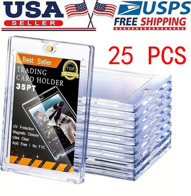 #ad 25 Pack Magnetic Trading Sports Card Holders 35pt One Touch Hard UV Protection $15.99