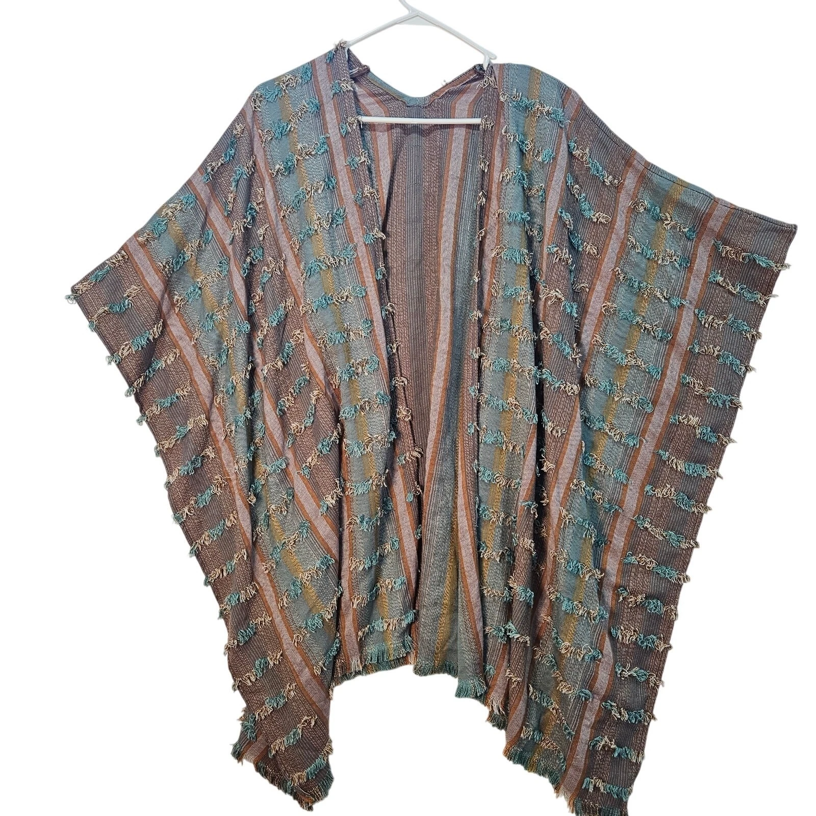 Soft Surroundings Fringe Wrap Shawl Poncho One Size Boho Hippie Artsy NWT $99.95