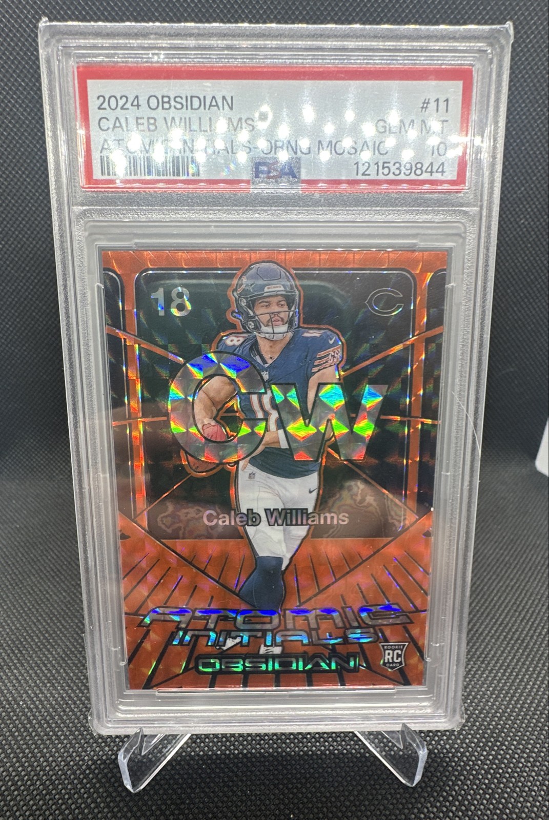Caleb Williams Panini Obsidian Atomic Initials #11 Orange Mosaic