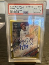 Albert Pujols 27/50 2021 Topps Chrome Ben Baller Gold Refractor Auto PSA 8