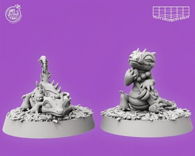 Echsen Abenteurer Miniatur Set Lizard Begleiter Figur für TTRPGs wie D&D 5e DSA